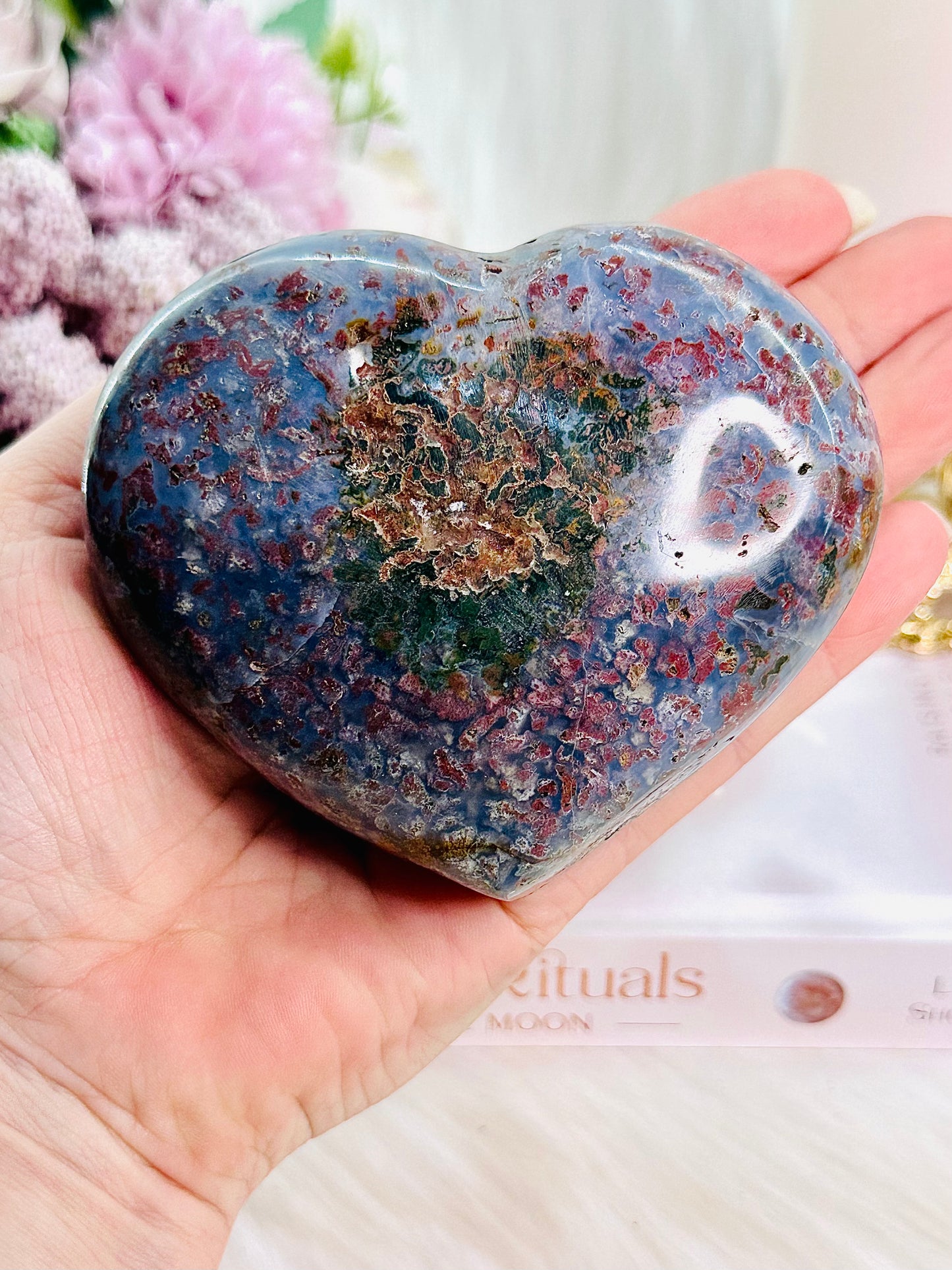 Beautiful Large Puffy Ocean Jasper Heart Carving 474grams