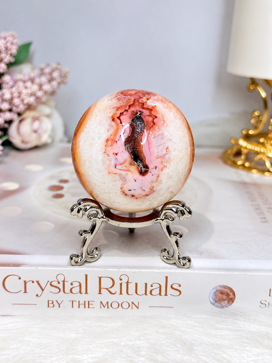 High Grade Druzy Carnelian Sphere on Stand 200g