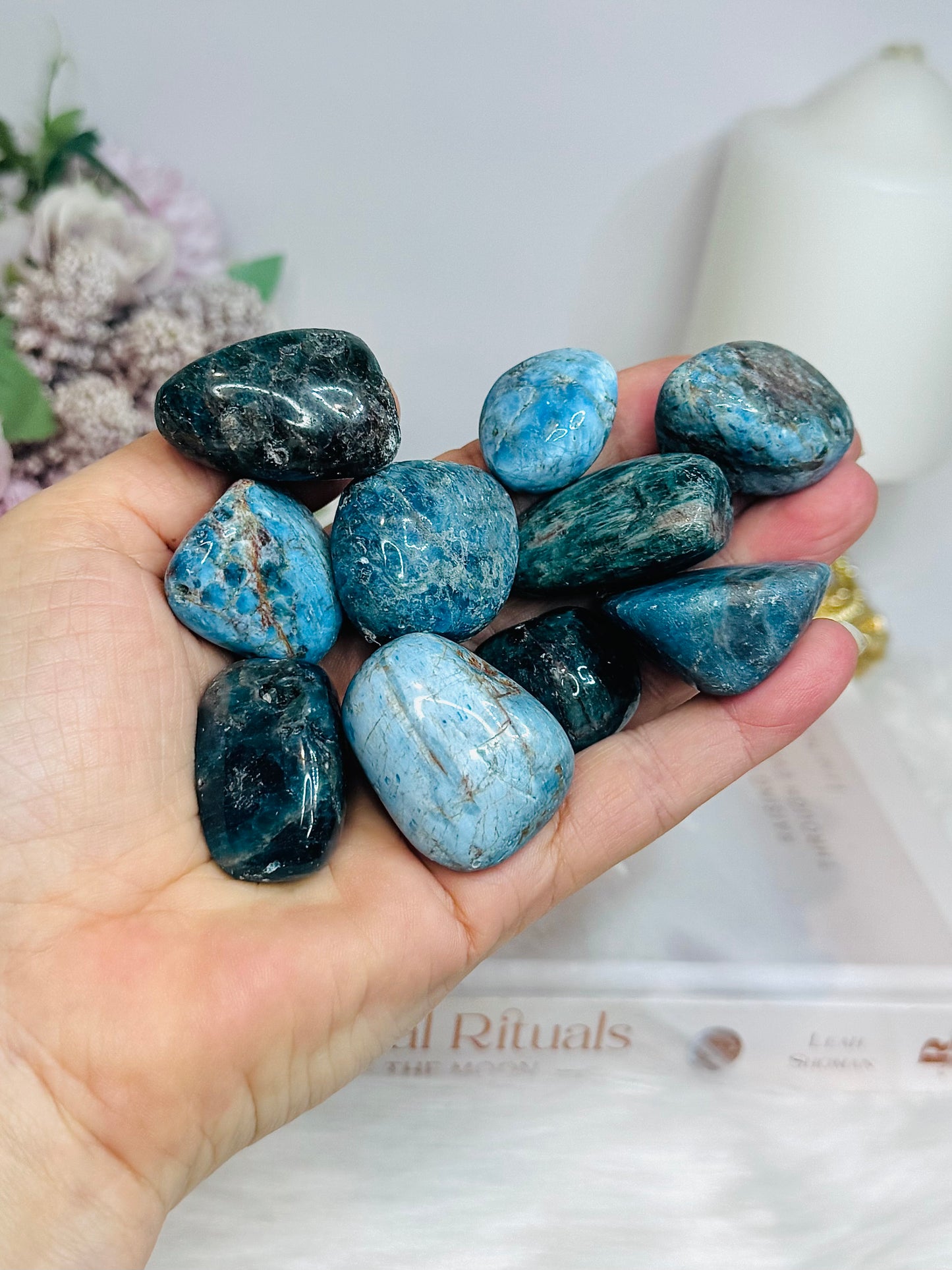Blue Apatite Tumble Stones $6 each
