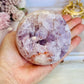 Classy & Fabulous High Grade Pink Amethyst Druzy Sphere On Stand From Brazil 702grams