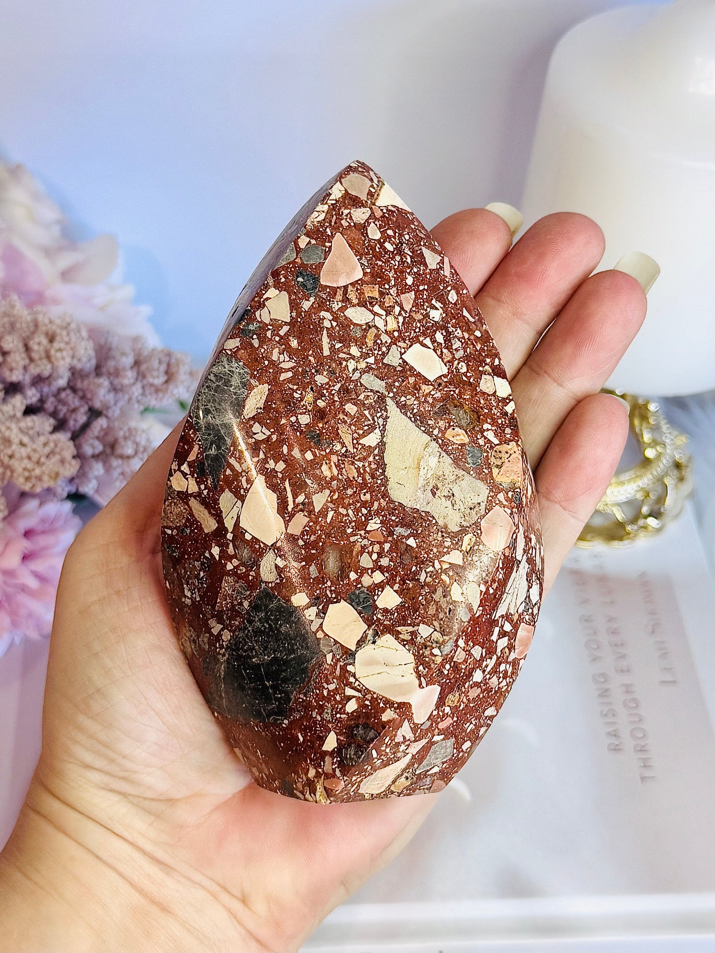 Absolutely Beautiful Natural Brecciated Jasper Carved Flame | Freeform From Brazil 521grams 13cm