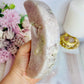 Large Chunky 15cm Druzy Pink Amethyst Carved Moon From Brazil
