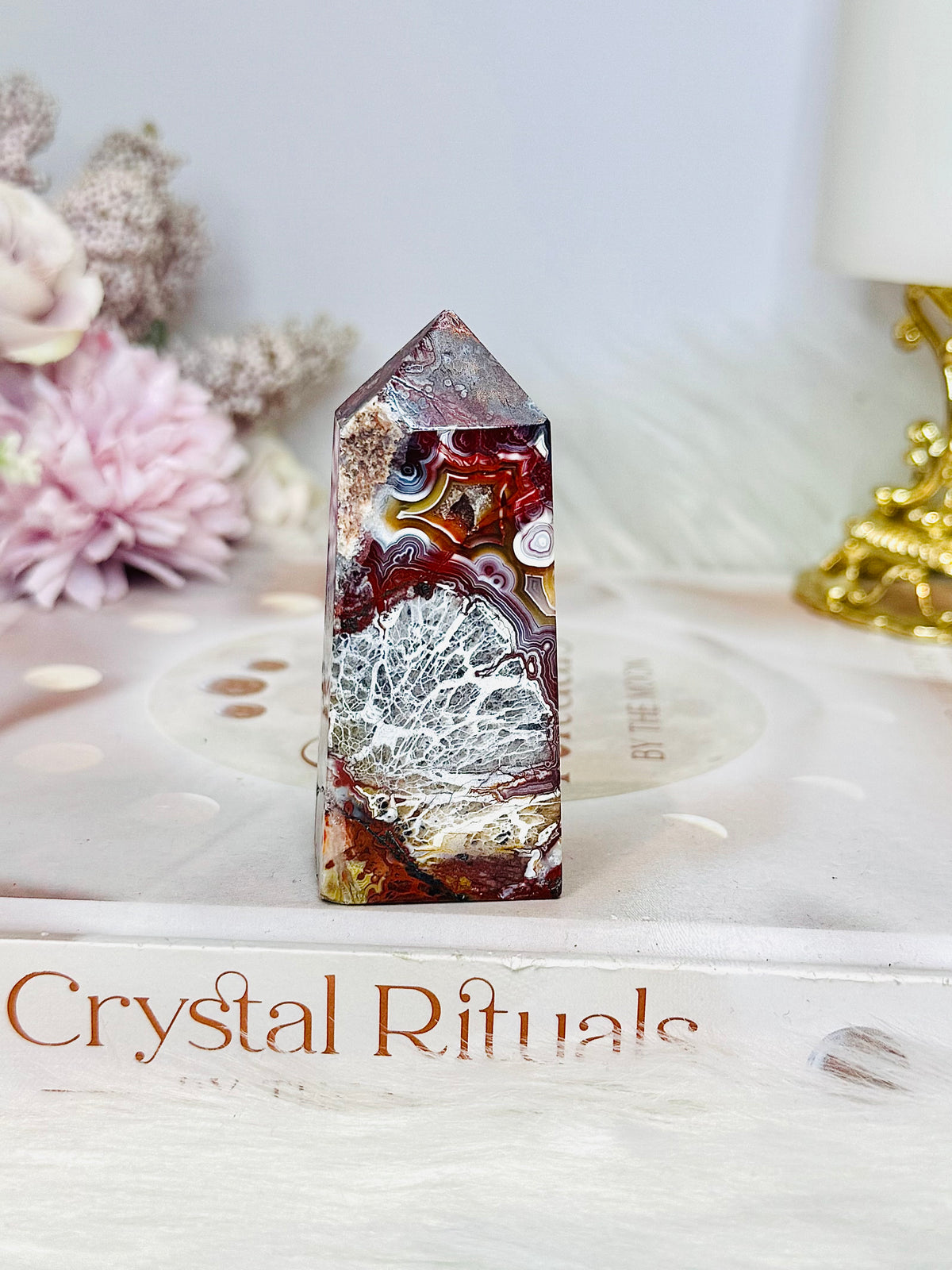 Mexican Lace Druzy Agate Tower 7cm