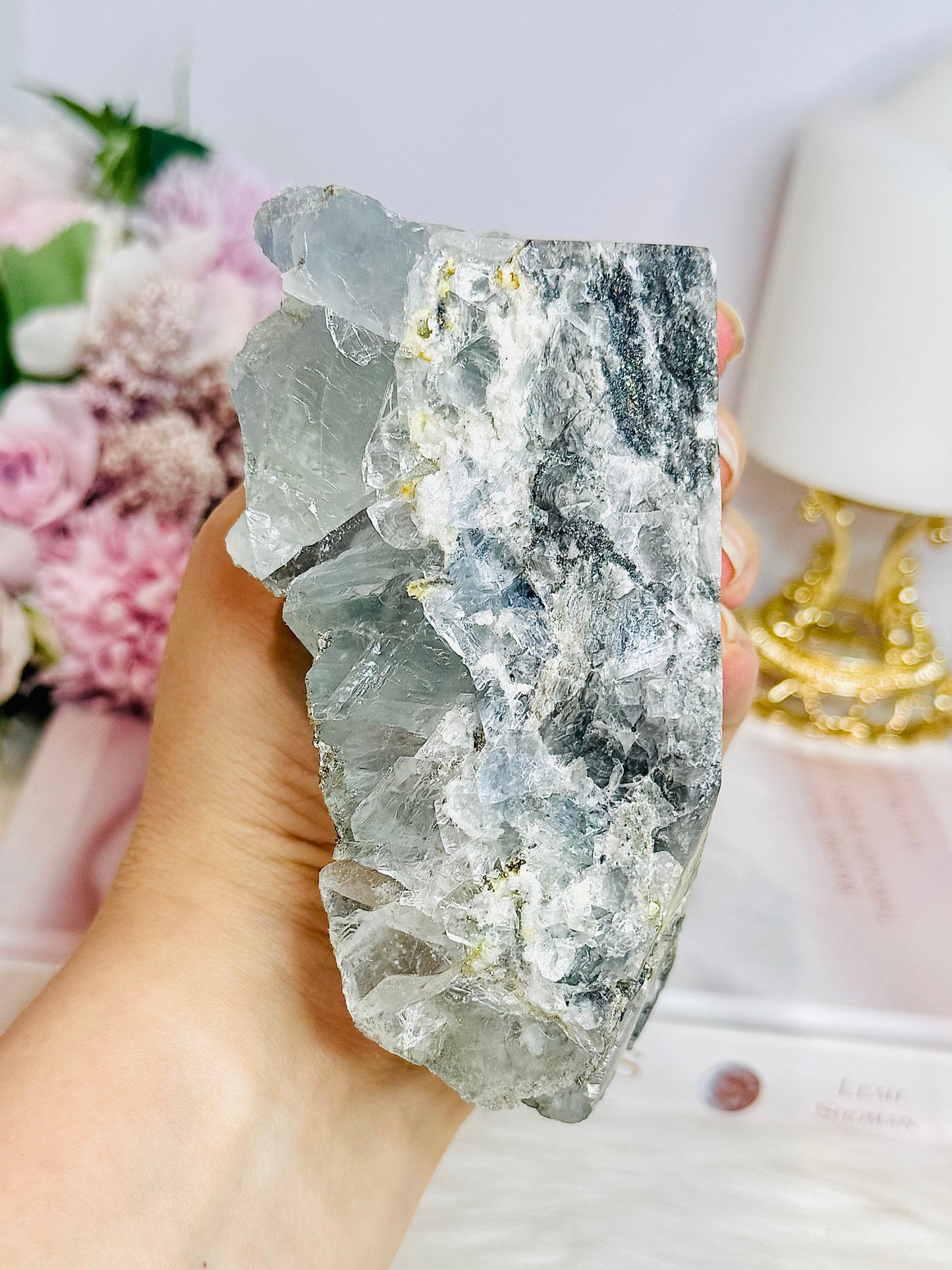 Rare Large Natural Blue Fluorite Specimen with Pyrite Inclusions 12cm 696g