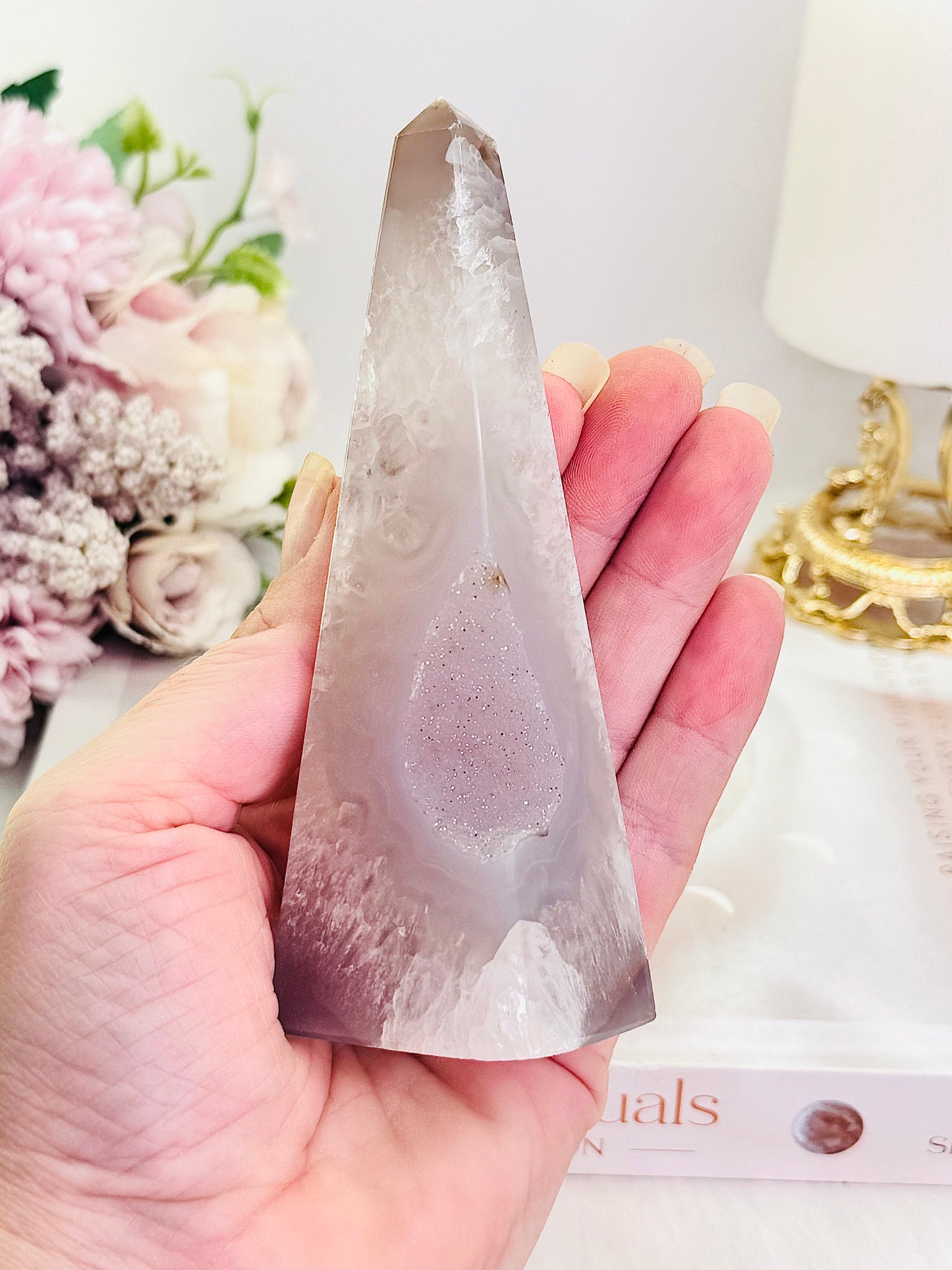 Stunning 12.5cm Sugar Druzy Agate Obelisk | Tower From Brazil