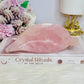 Large Chunky Rose Quartz Carved Leaf Bowl 15cm 410g