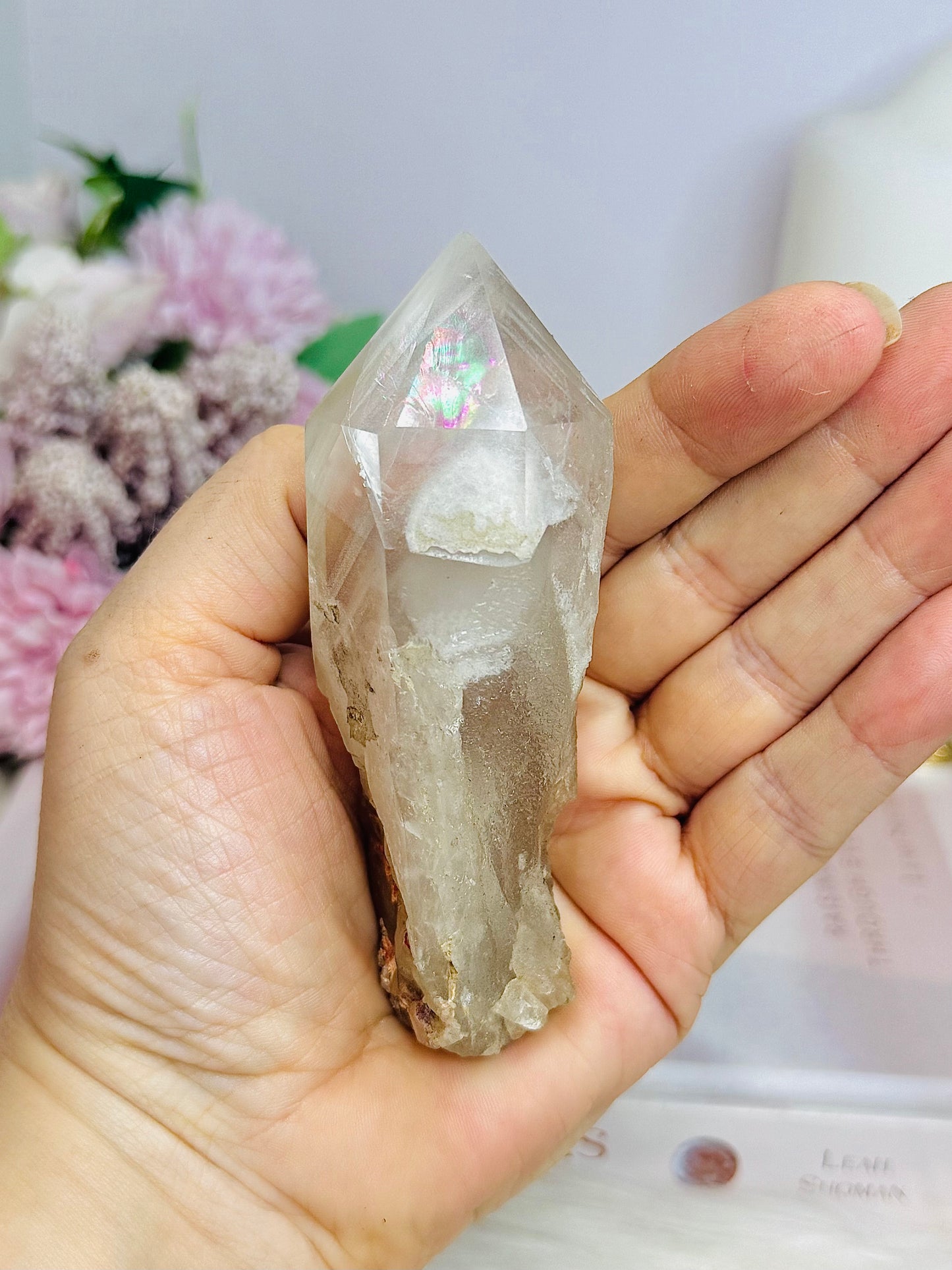 Natural Smokey Quartz Point with Rainbows