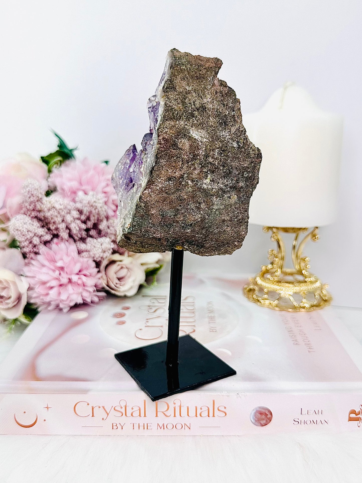 Supports Anxiety & Addiction ~ Amazing Large 17cm 418gram Druzy Amethyst Natural Cluster On Stand