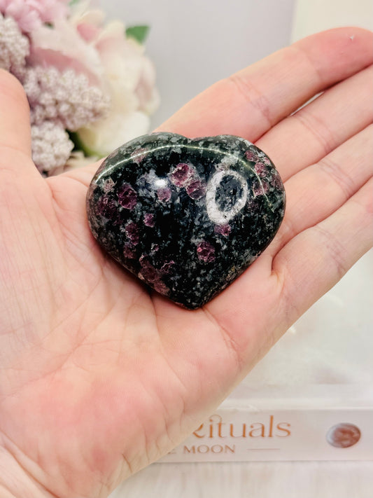 Black & Pink Tourmaline Puffy Heart