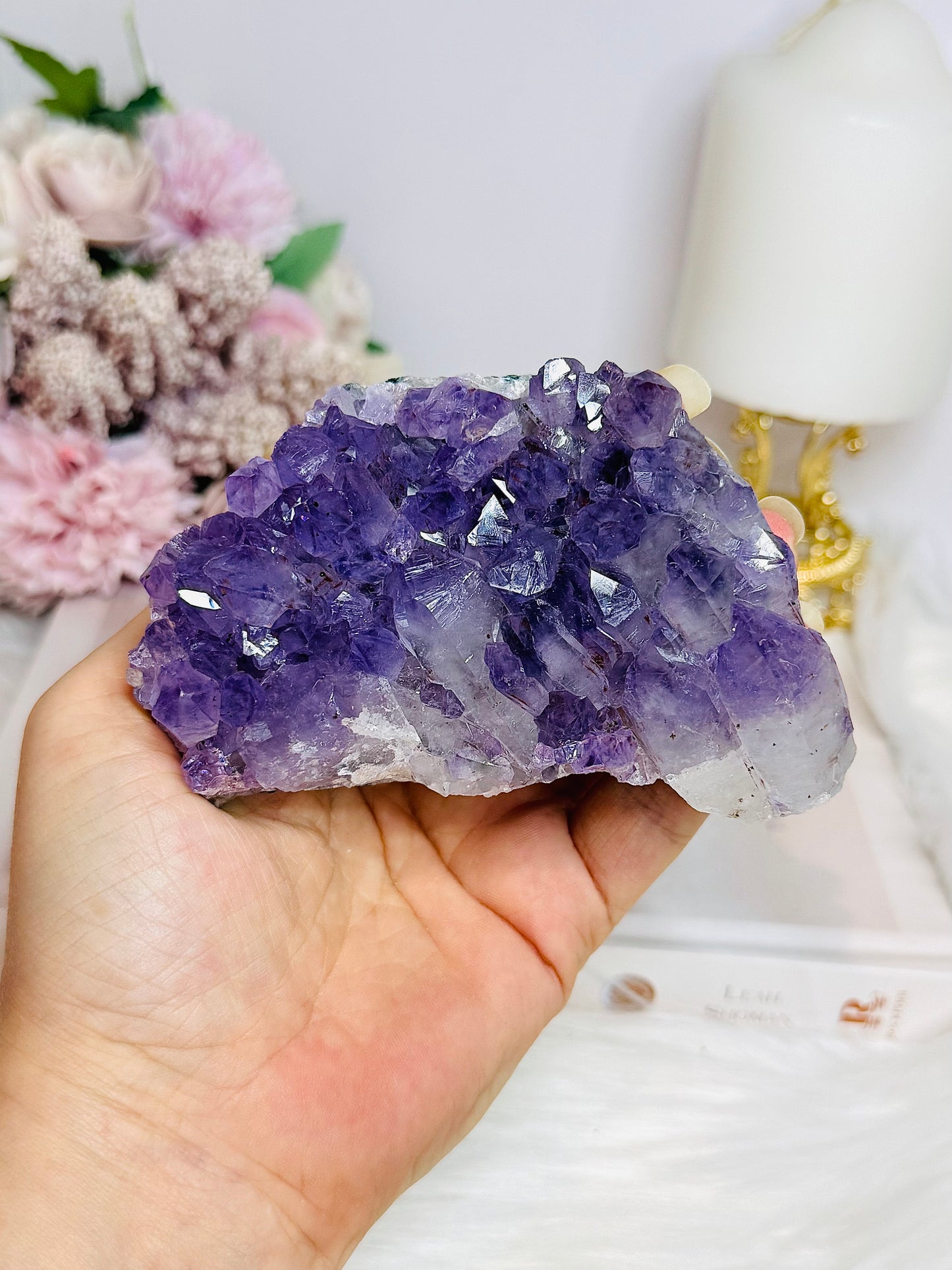 High Grade Amethyst Cluster Specimen 10.5cm On Stand