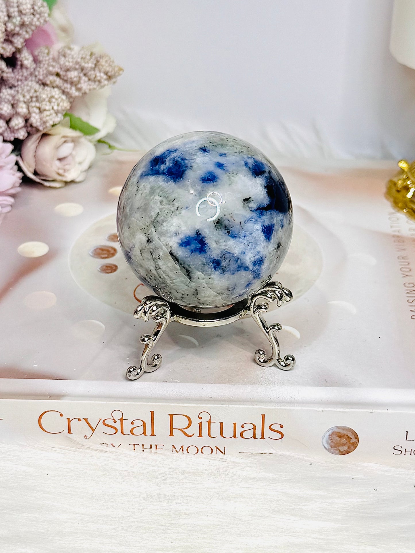 Blue Sodalite in Quartz Sphere 228g