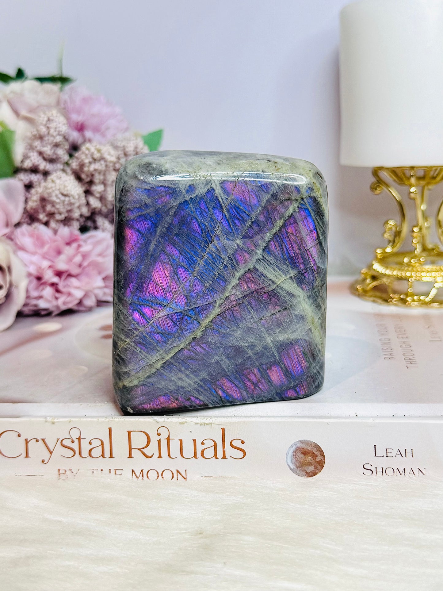 Large Labradorite Freeform with Pink & Purple Flash 8cm 451g