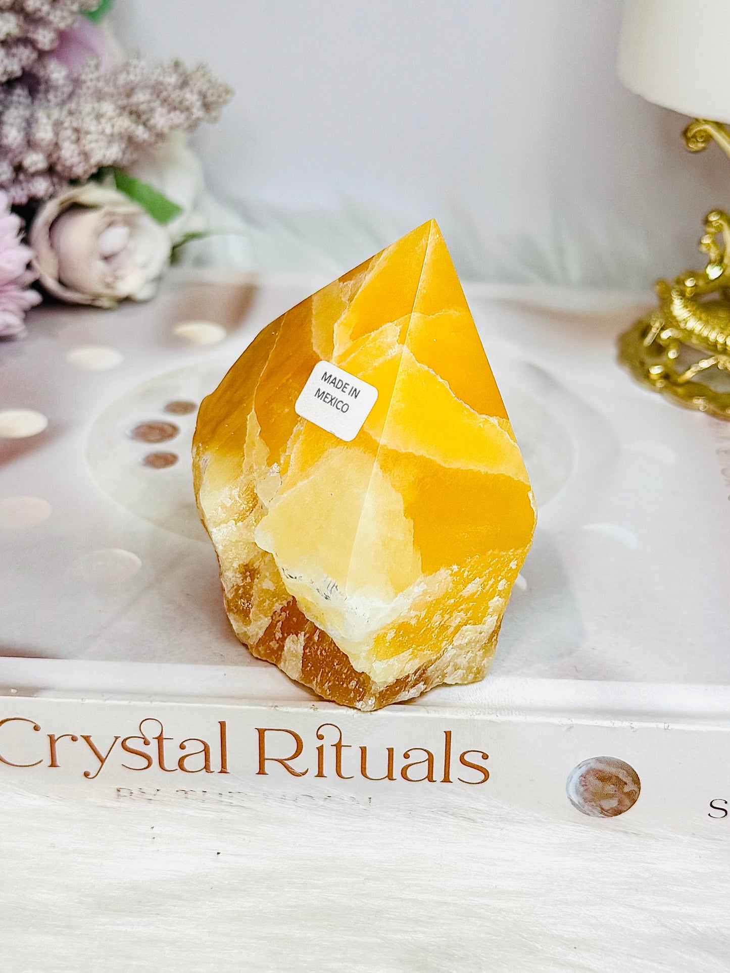 Orange Calcite Top Polished Point 277g