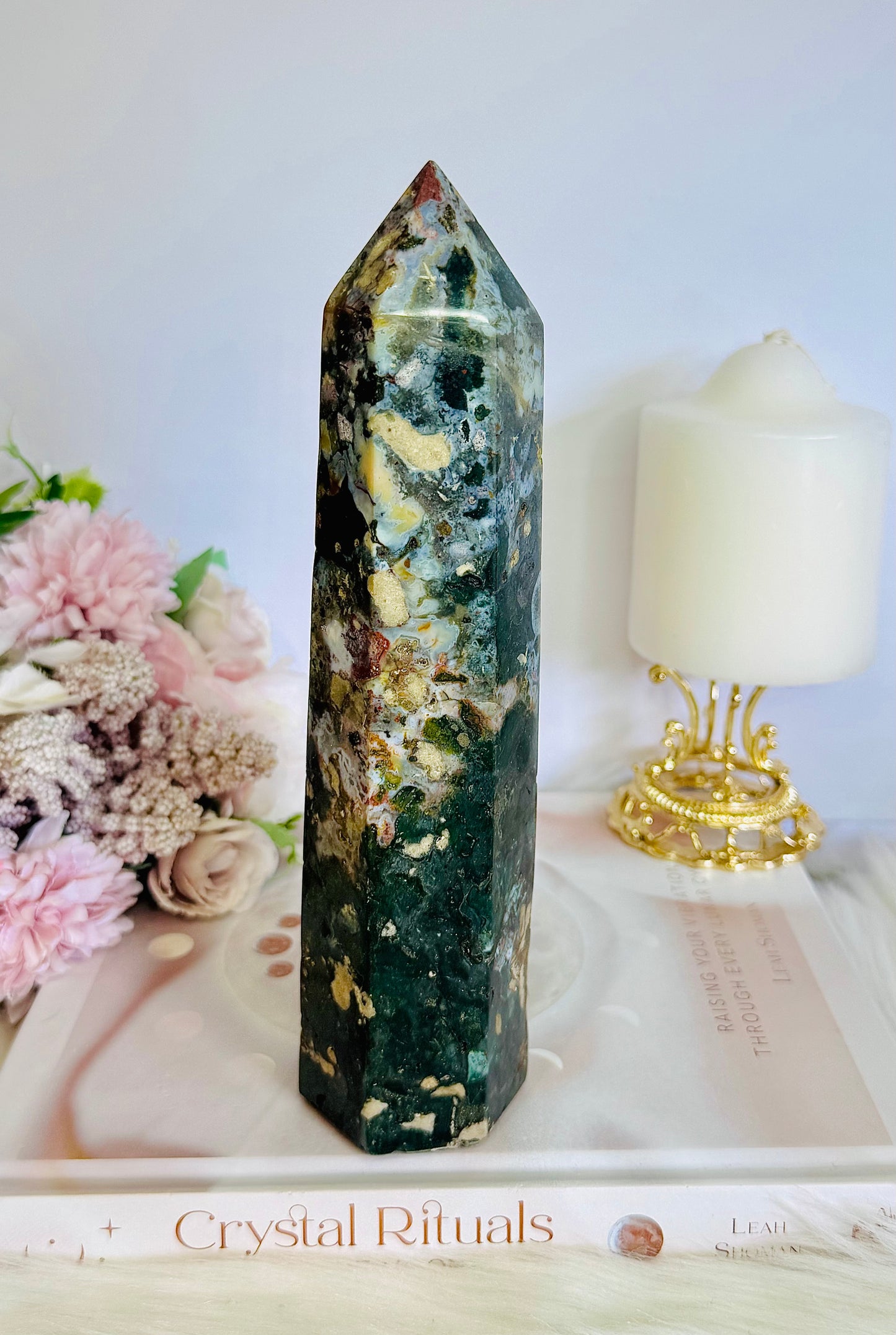 Stunning Natural Chunky Large Ocean Jasper Tower 21cm 742grams