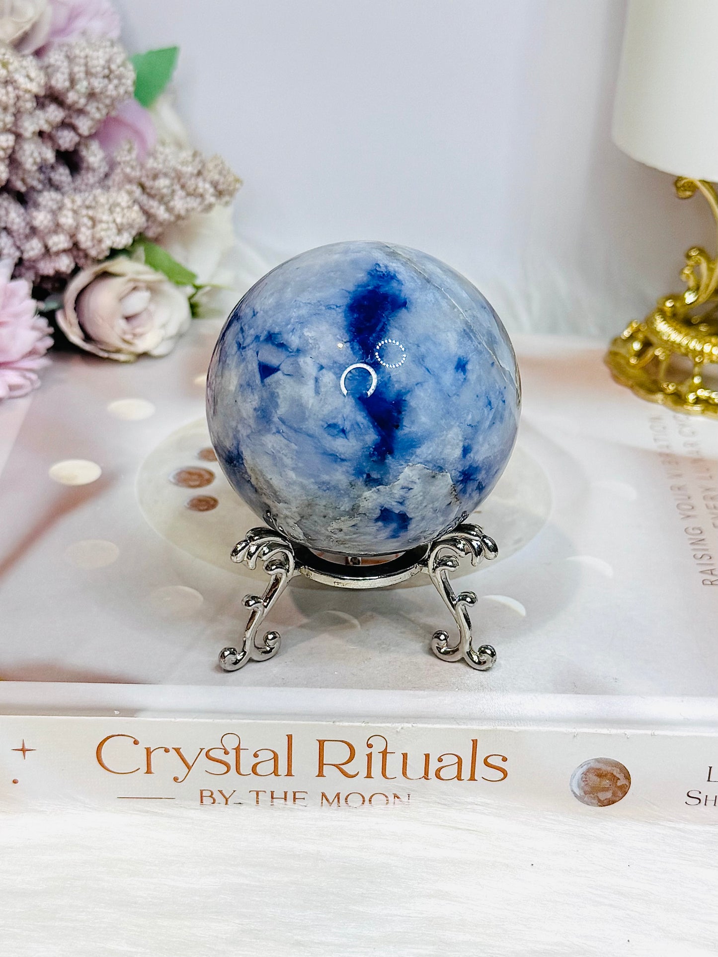 Blue Afghanite Sphere on Stand 277g