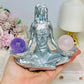 Silver Sacred Goddess with Amethyst & Rose Quartz Spheres 12cm