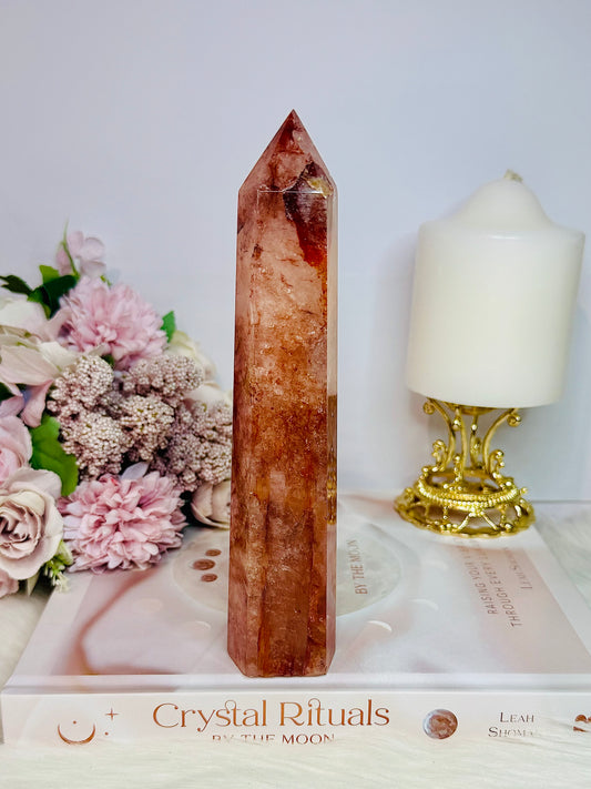 Beautiful Tall 18cm Fire Quartz Tower