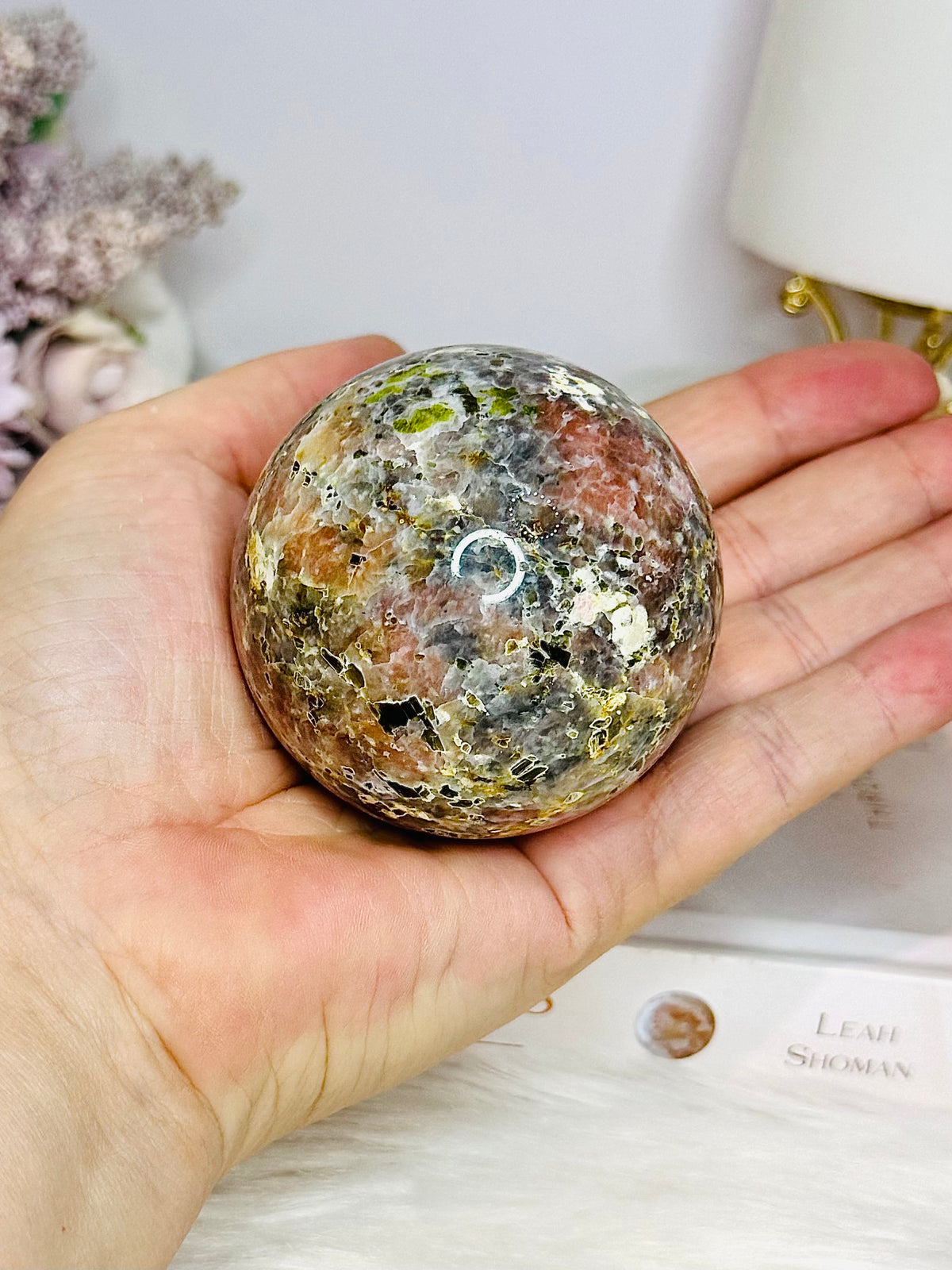 Plum Blossom Jasper Sphere on Stand 301g