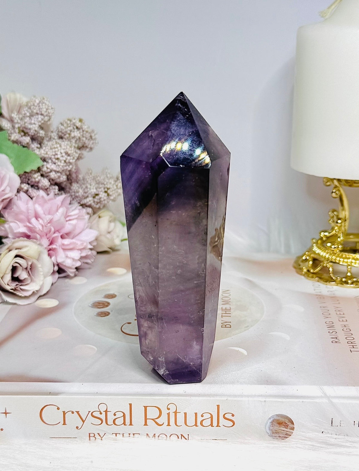 Phantom Amethyst Wand | Tower 11.5cm With Rainbows