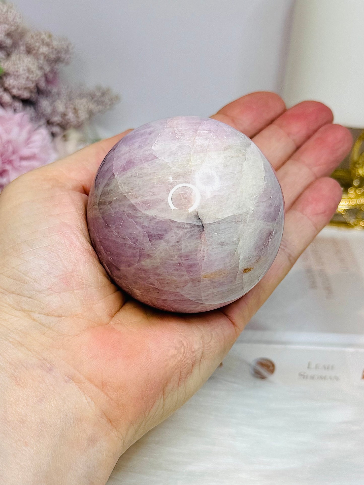 Large Kunzite Sphere on Stand 398g