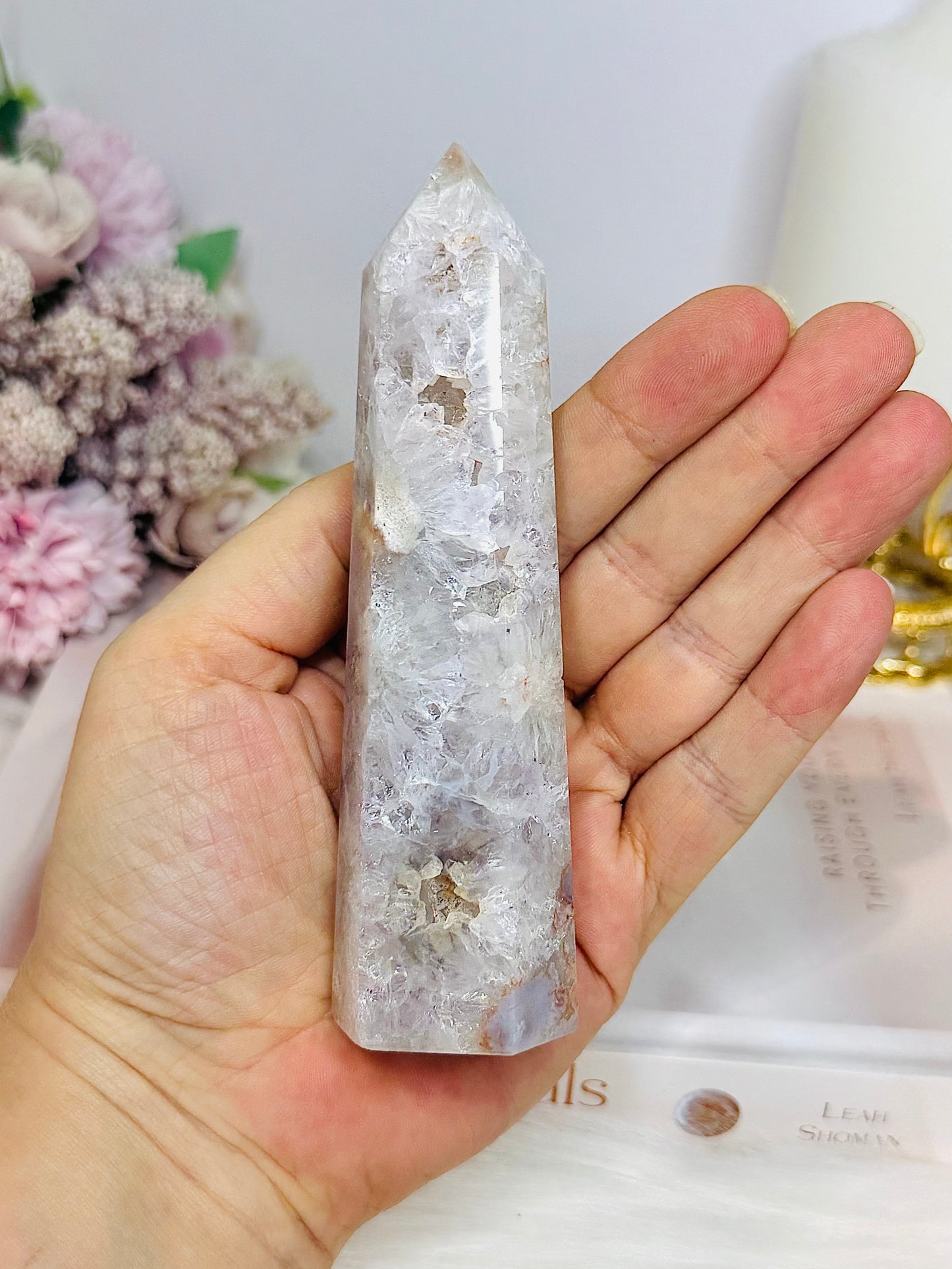 Druzy Flower Agate Tower 12.5cm