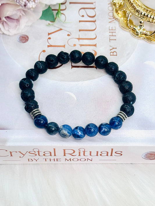 Beautiful Sodalite with Lava Bead Bracelet in Gift Bag