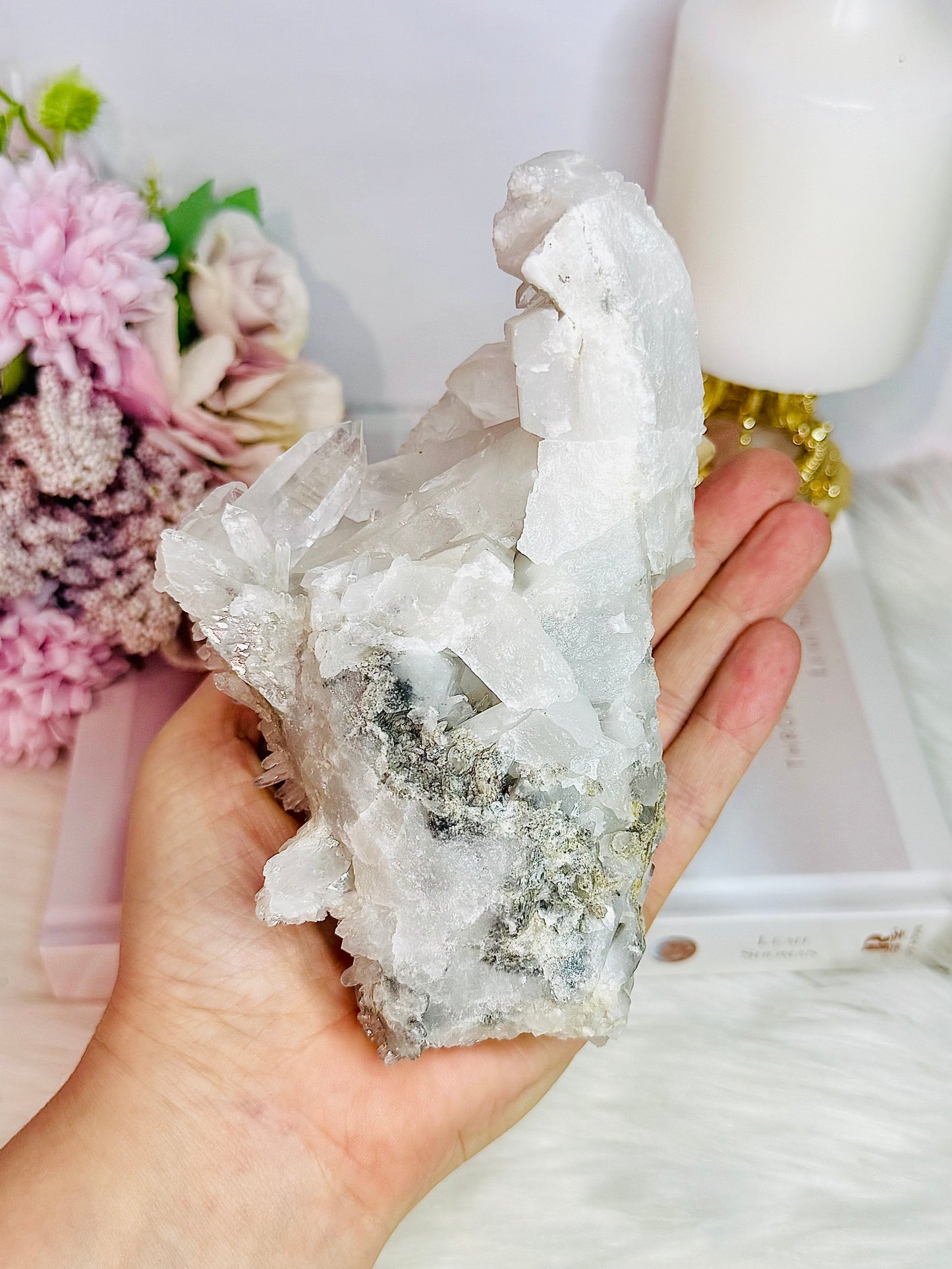 Wow!! Stunning Natural Clear Quartz Cluster Specimen From Brazil 15cm