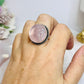 Large Silver Rose Quartz Round Ring Size 9