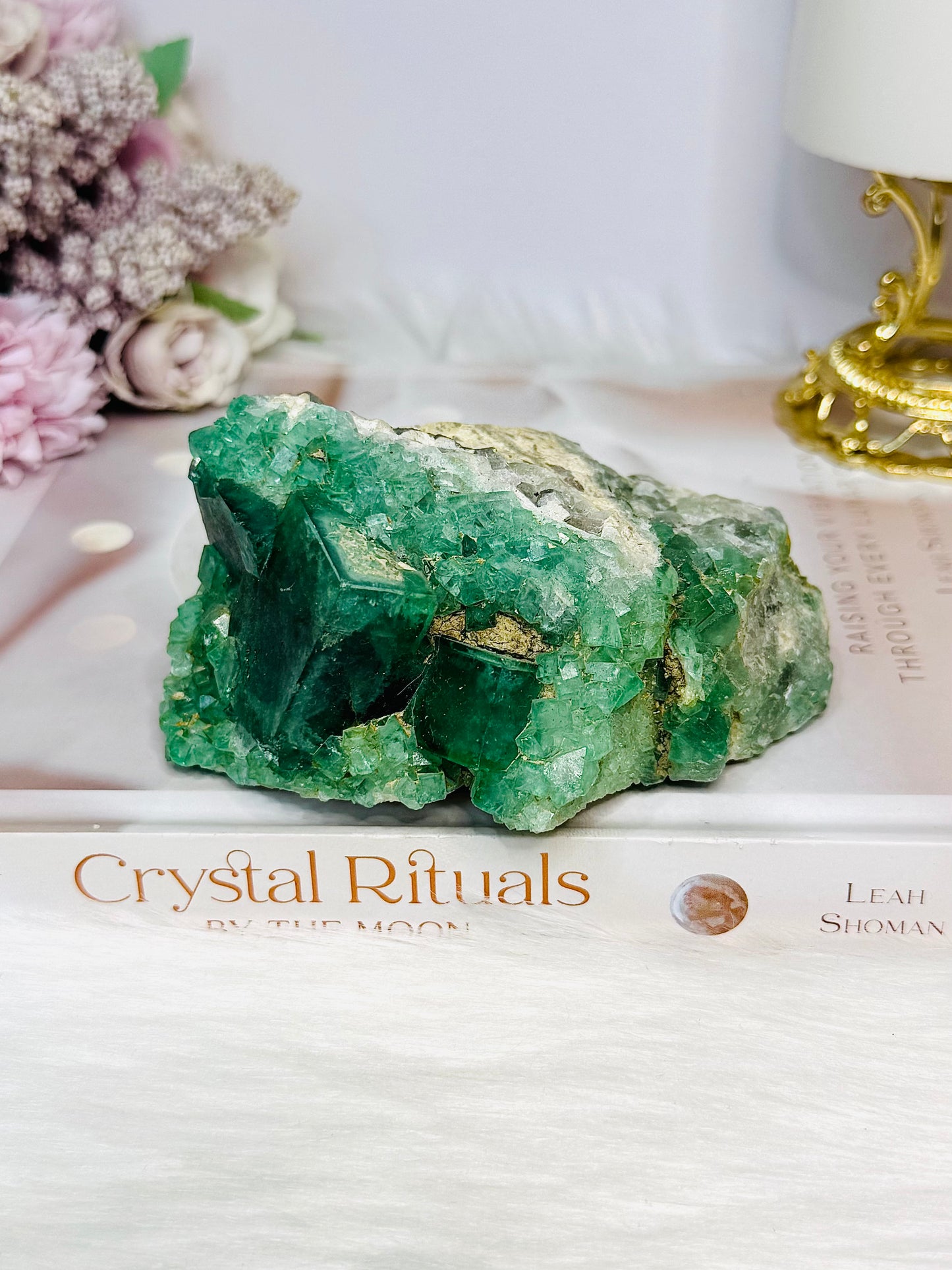 Natural Green Cubed Fluorite Specimen 505g