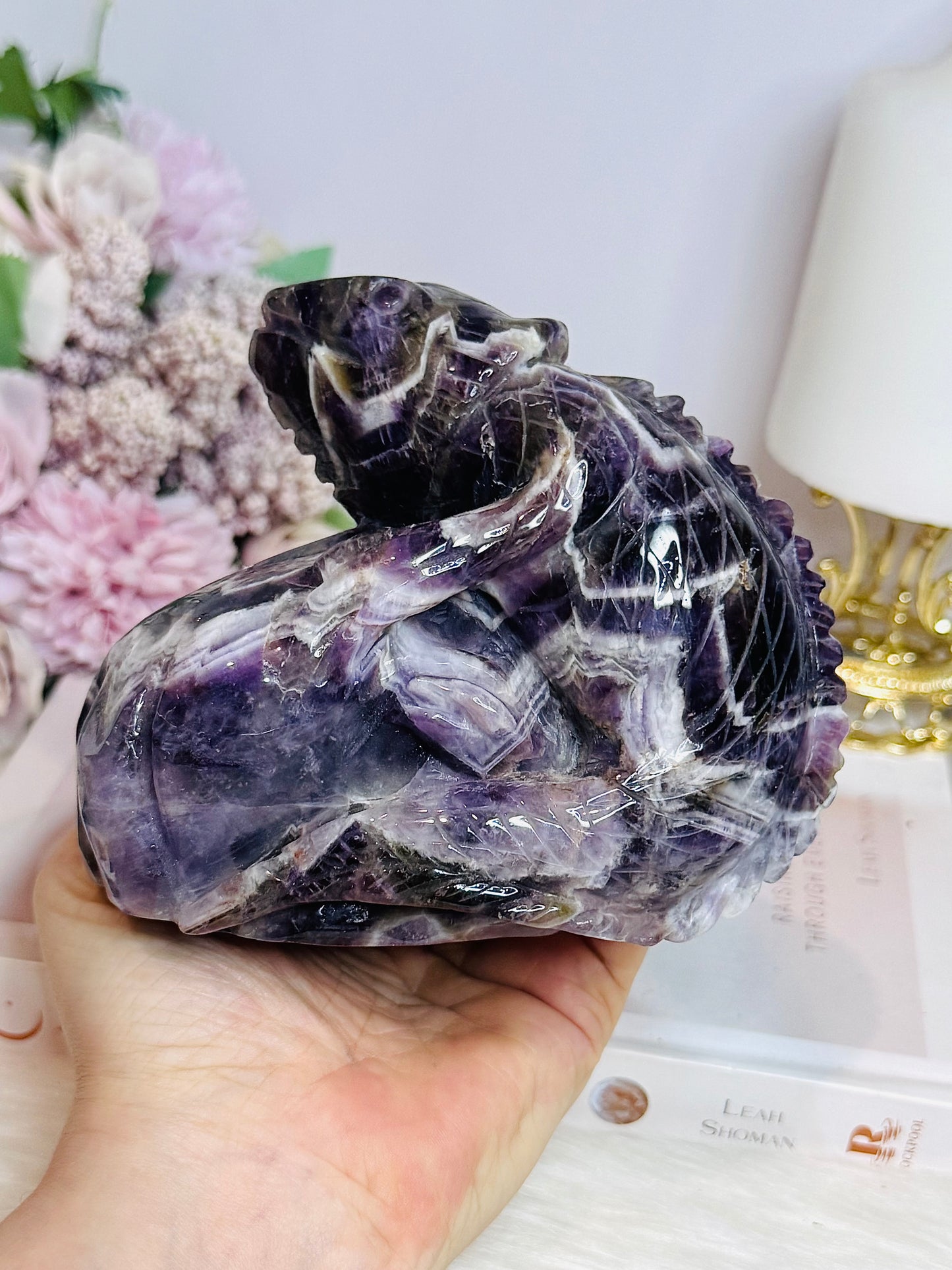 Large Chevron | Dream Amethyst Carved Lizard 11cm 793g