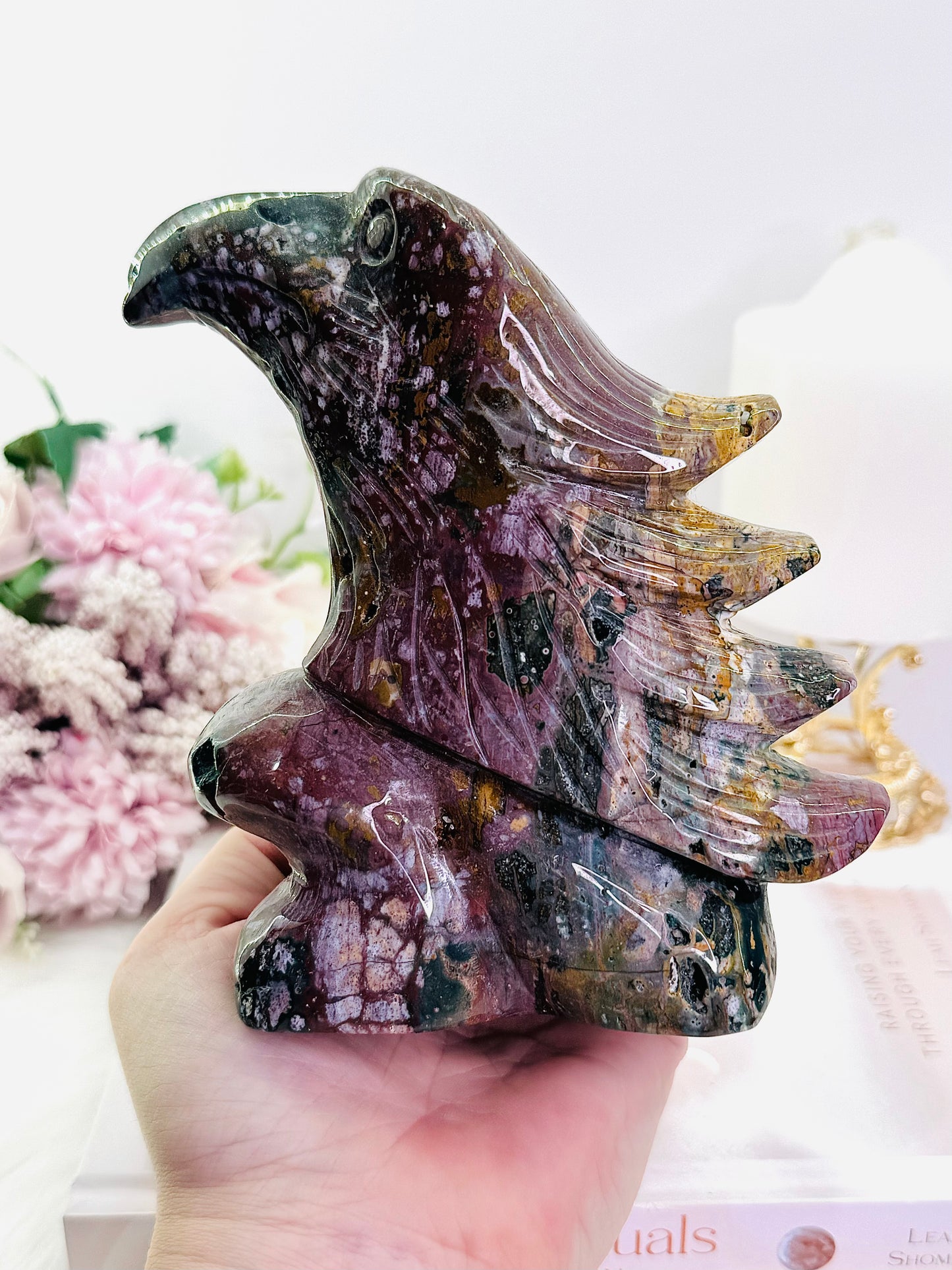 Joy & Happiness ~ Amazing Huge 947gram 16cm Ocean Jasper Eagle Bird Carving - Absolute Perfection