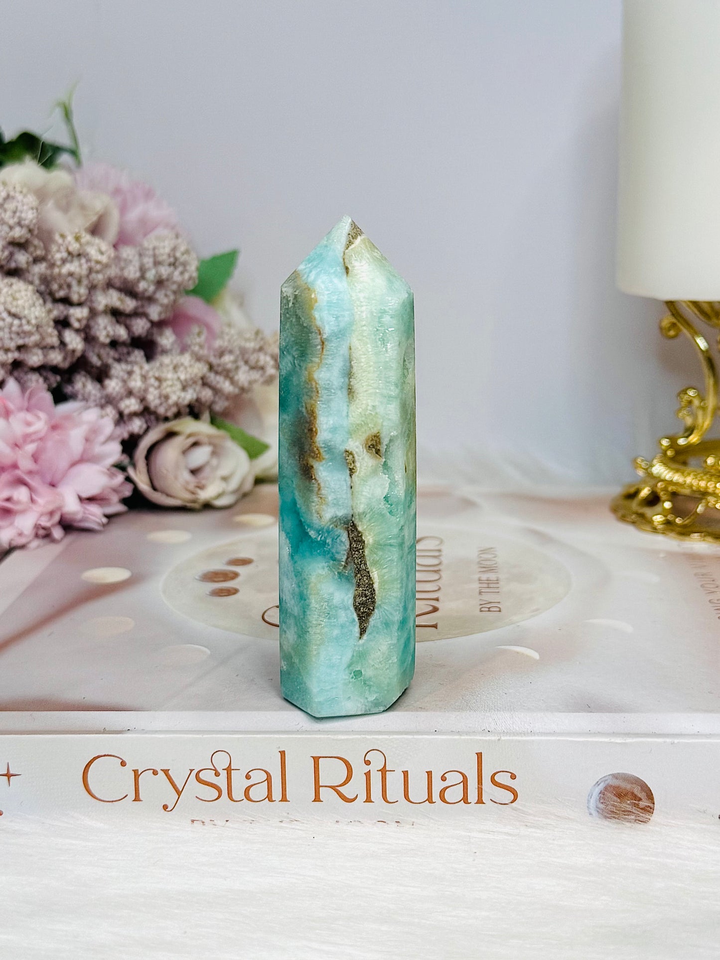 Blue Hemimorphite Druzy Tower 9cm