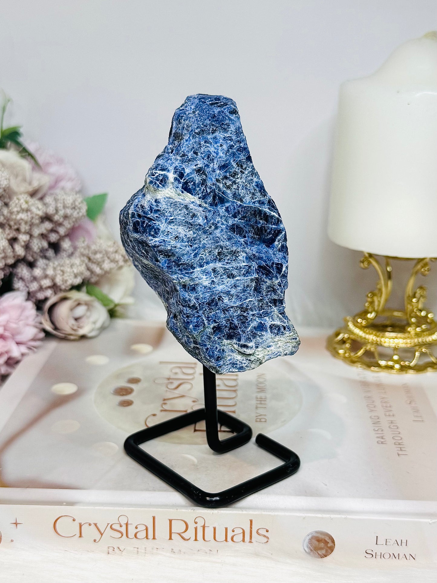 Raw Blue Sodalite On Stand 14cm