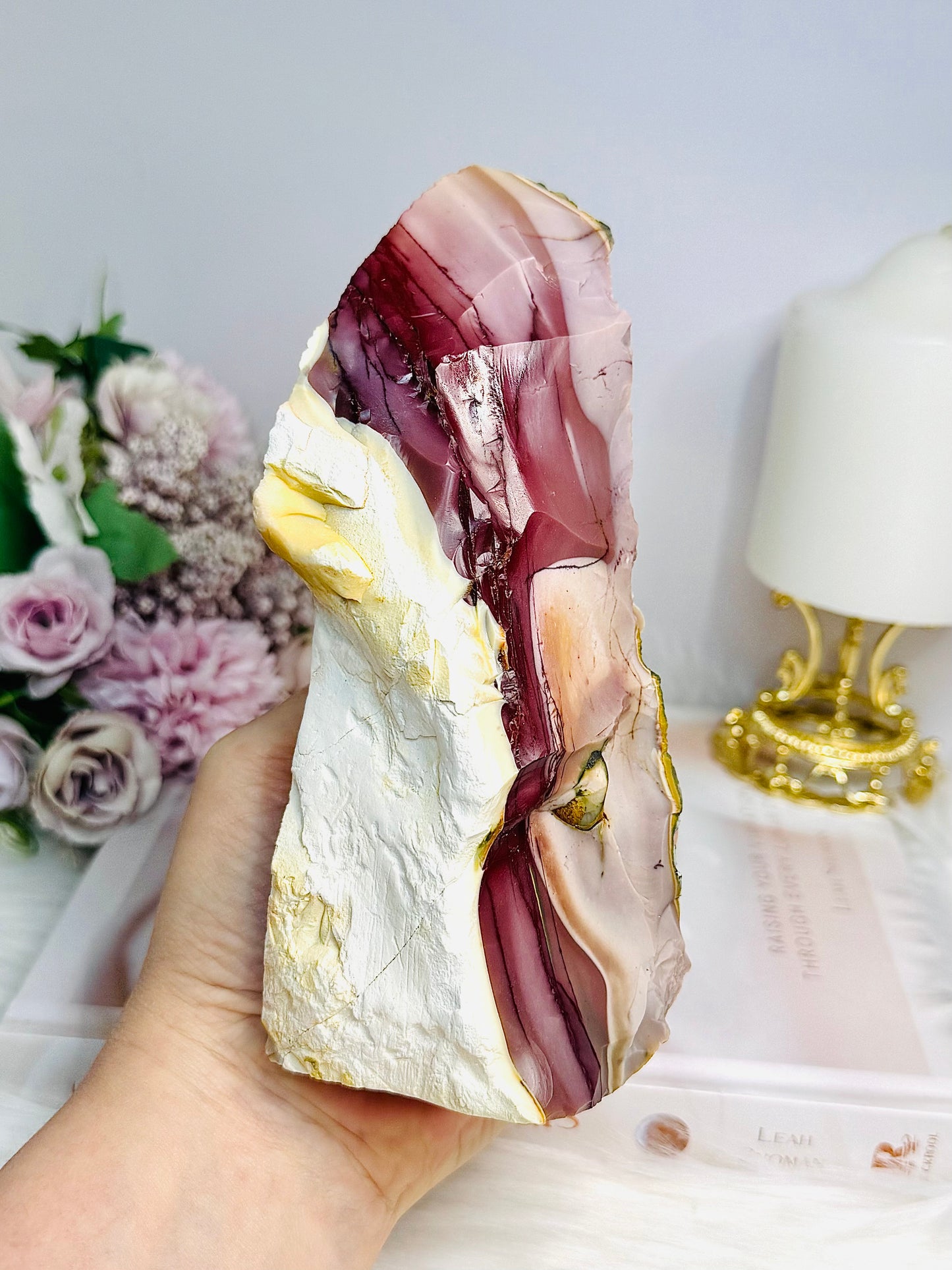 High Grade Mookaite Jasper Polished & Raw Slab 16cm 722g