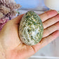 Beautiful Orbicular Ocean Jasper Egg 7.5cm On Stand