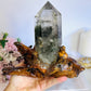 Stunning Large Garden Quartz | Lodolite Tower on Timber Base 938grams 27cm