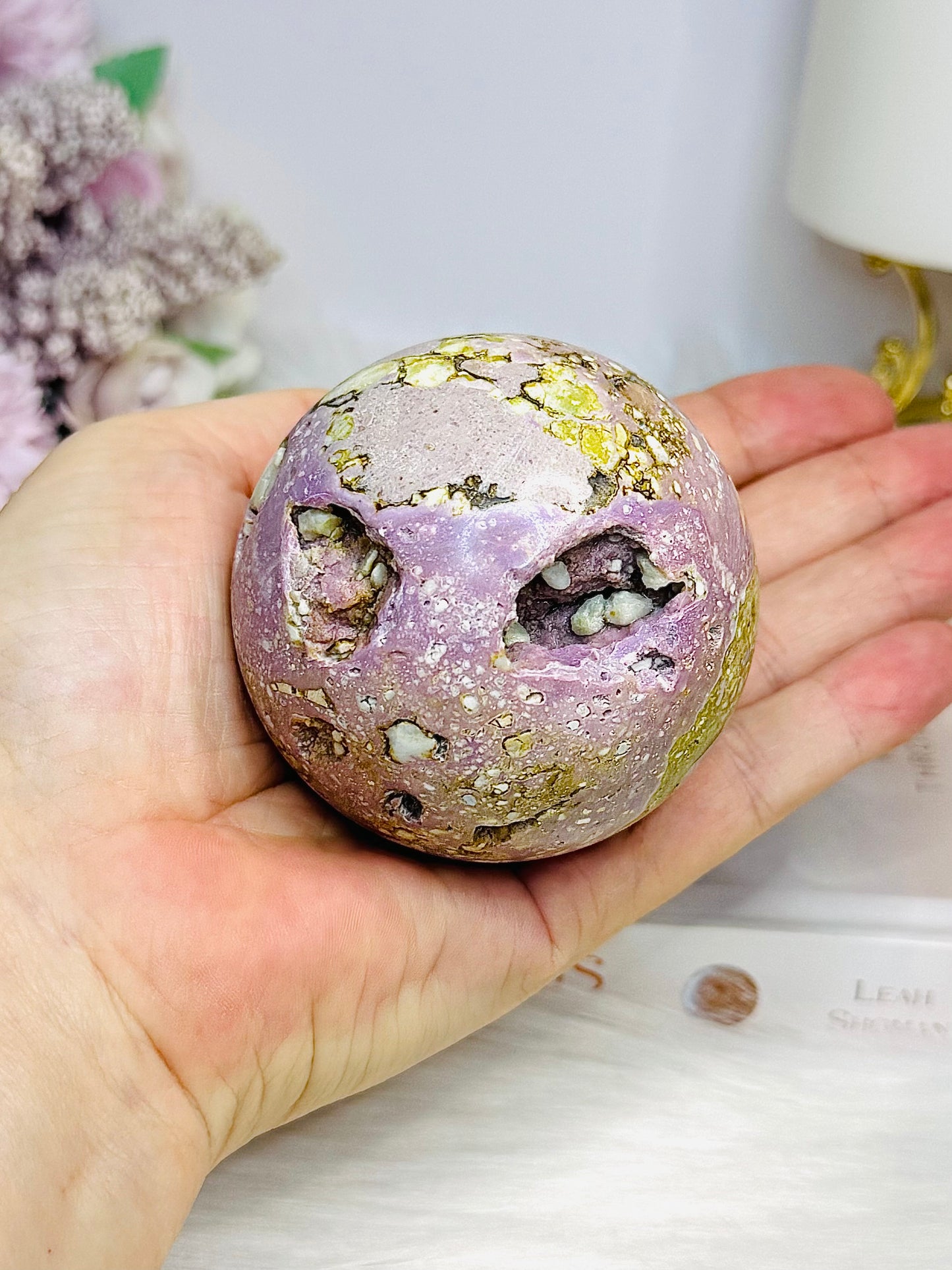 Large Natural Phosphosiderite Sphere On Stand 278g