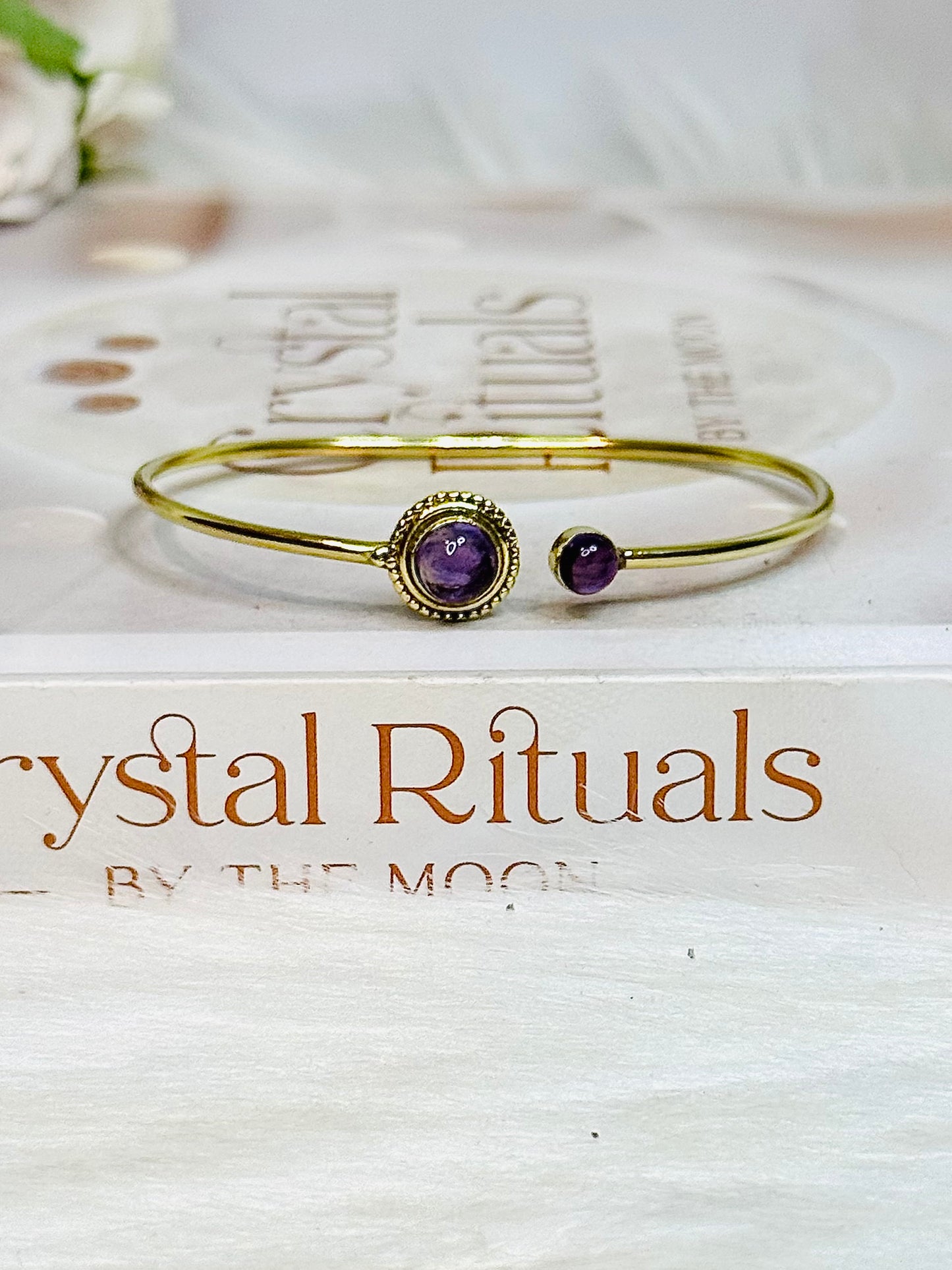 Amethyst Brass Bangle