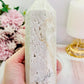 Large 15cm Chunky 558gram White Druzy Agate Tower