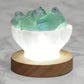 Divine Selenite Fire Bowl / Lamp With Green & Purple Fluorite Rough on Large LED Base