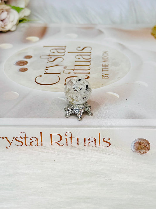 Rare Mini Herkimer Diamond Sphere on Stand