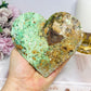 Large Natural Variscite Carved Heart on Stand 12cm