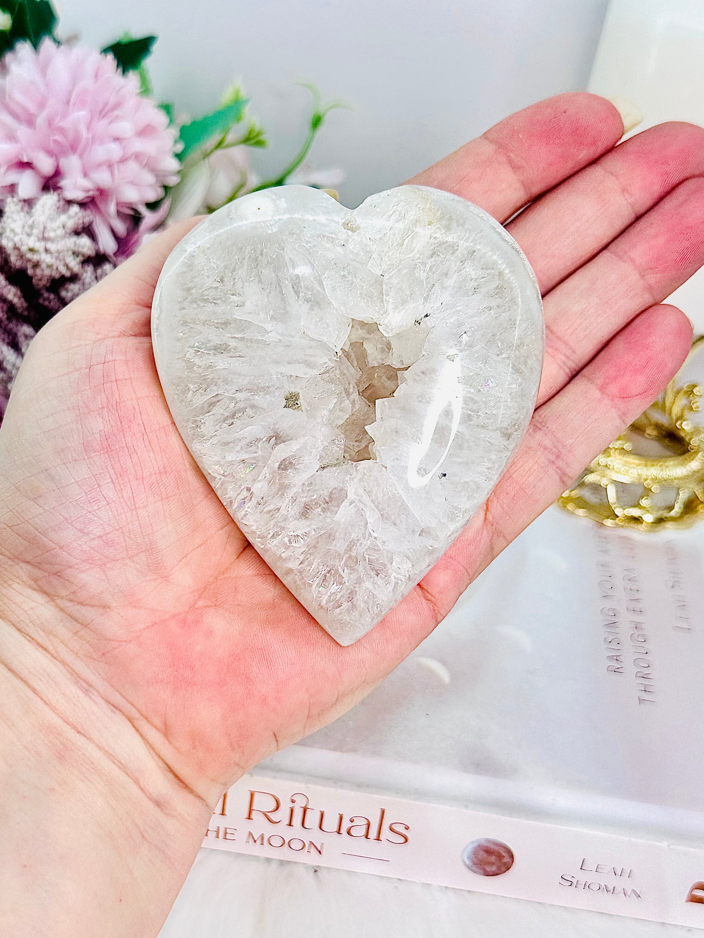 Amazing Quality Druzy Agate Puffy Heart Carving From Brazil 283grams