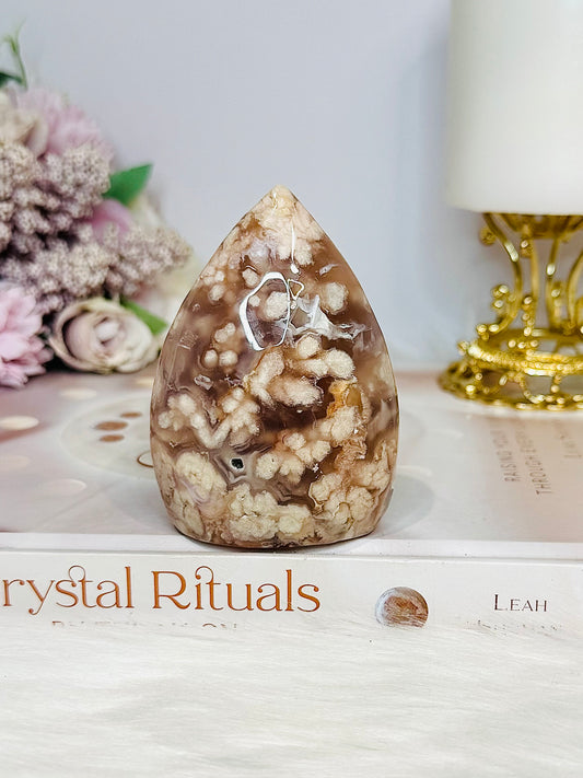 Flower Agate Carved Flame | Freeform 8cm