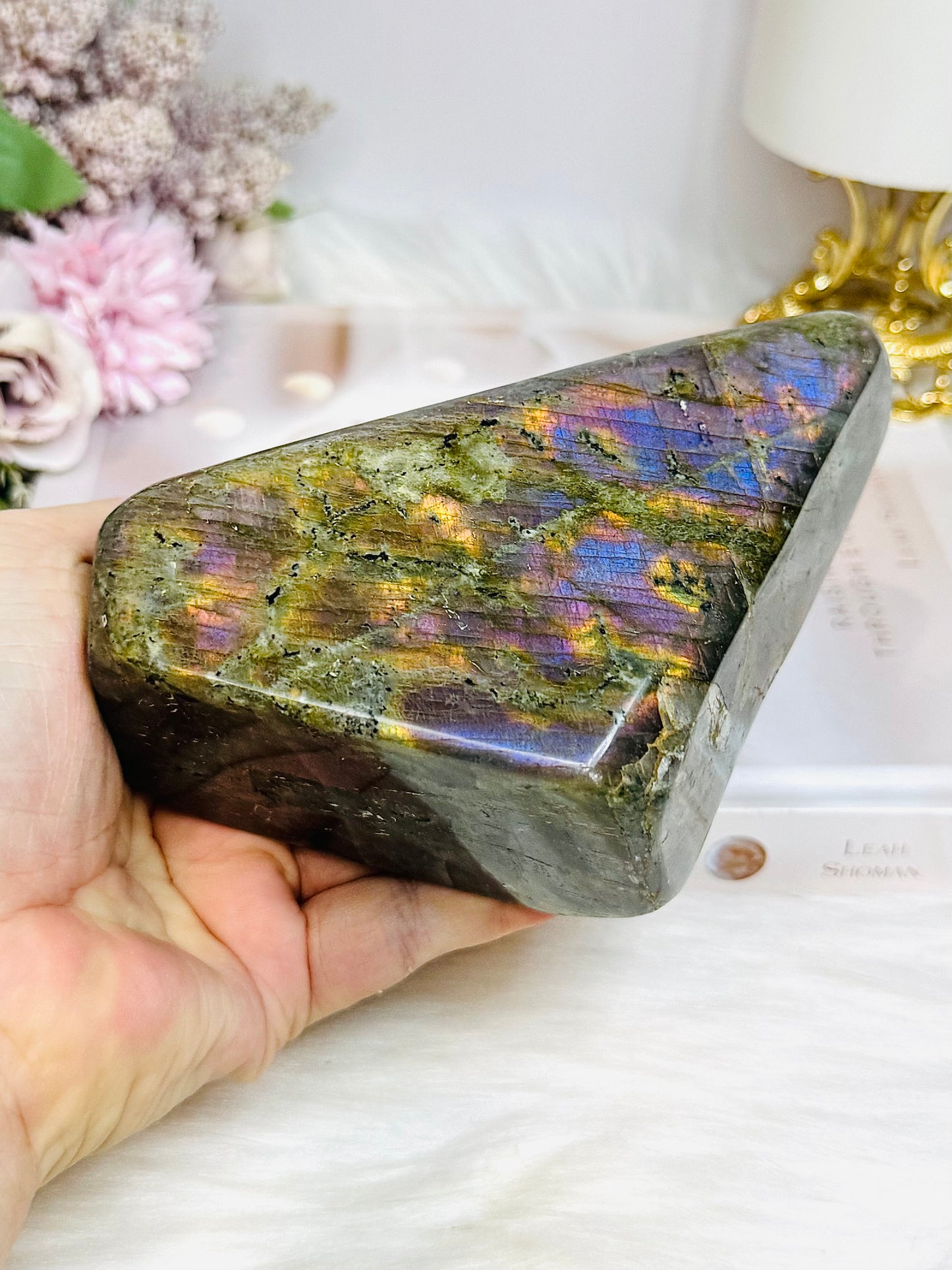 Large Labradorite Freeform with Pink & Purple Flash 847g 13.5cm