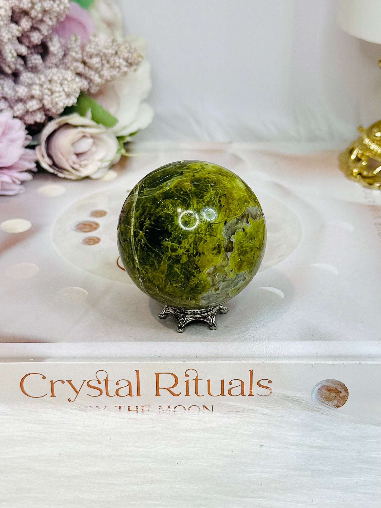 Green Opal Sphere on Stand 122g