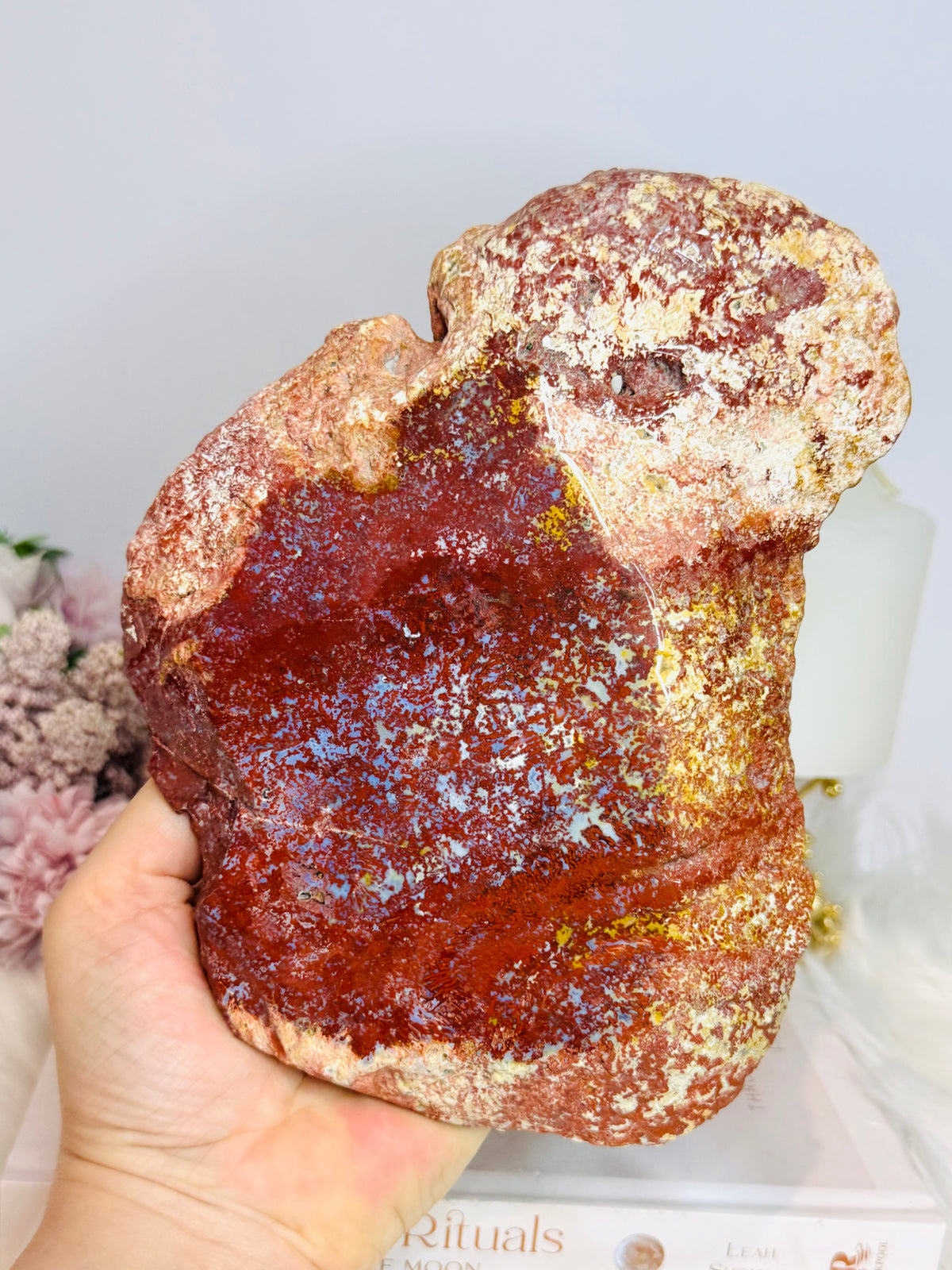 Large High Grade Ocean Jasper Druzy Slab On Stand 19cm 913g