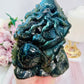 Full of Flash Huge 1.2KG 17cm Tall Labradorite Carved Sea Life With An Octopus & Turtle