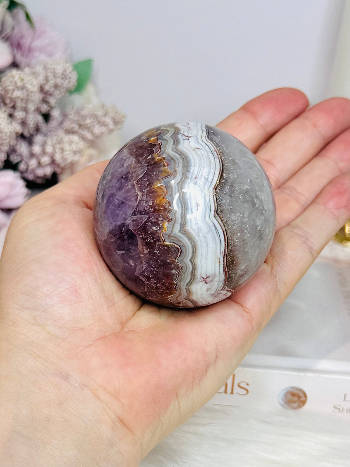Large Crazy Lace Agate Sphere on Stand 293g
