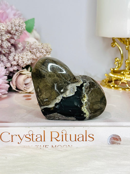 Volcanic Agate Heart (UV Reactive) 8cm